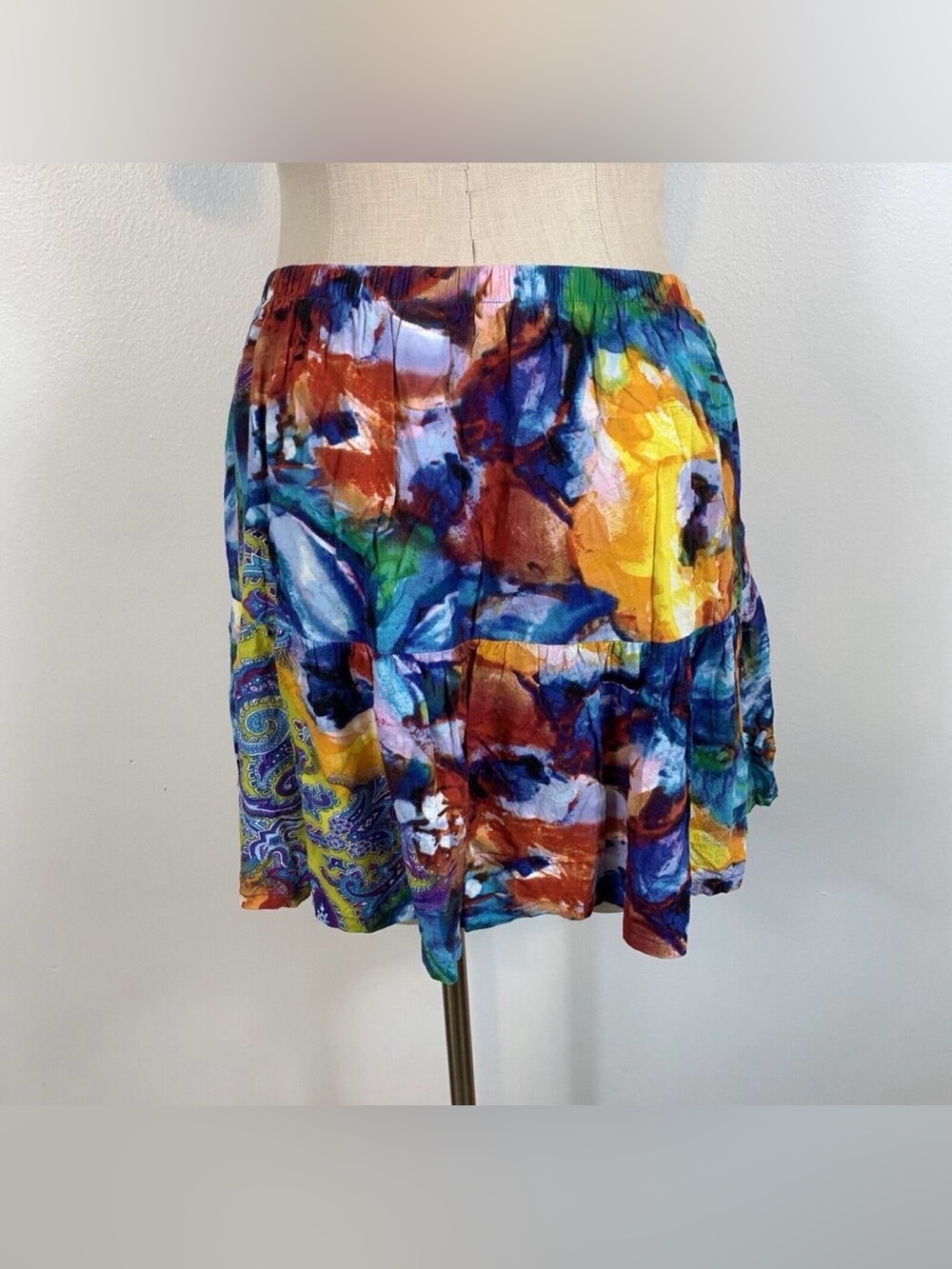 Vintage Jams World Womens Ruffled Flouncy Skirt Abstract Print Pockets Medium - Picture 4 of 8